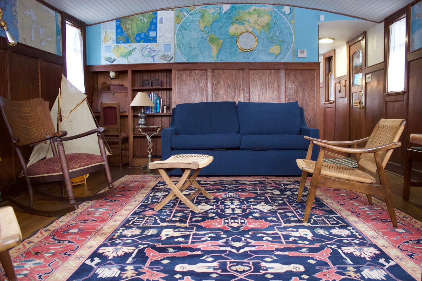 The interior of the boat house today. Photo credit: Airbnb, Nola Hitchcock Cross