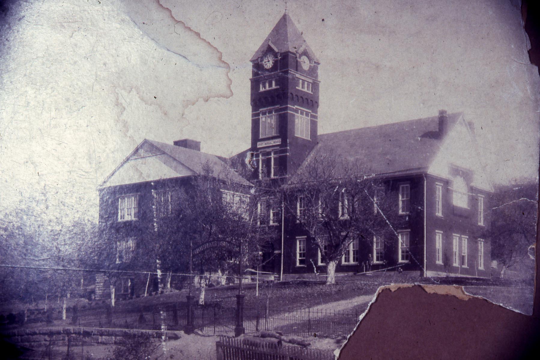 The original Clock Tower was 20 feet higher than it stands today. It was constructed in 1897 with the clock added in 1899.