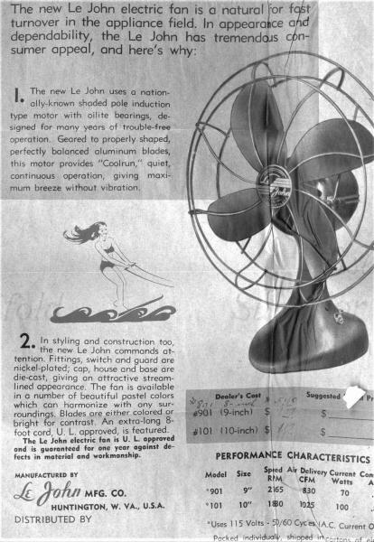 Ad for Le John fans, 1946