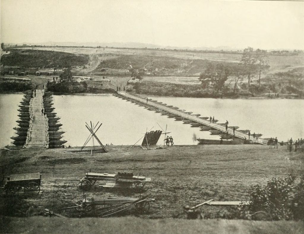 The pontoon bridges used by the Union
