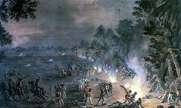 An illustration of the Battle of Paoli. Many Americans were killed in the midnight battle.