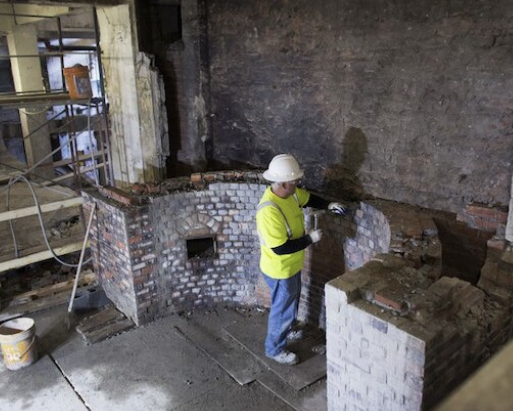 Fireplace renovations to the Hunt Room.