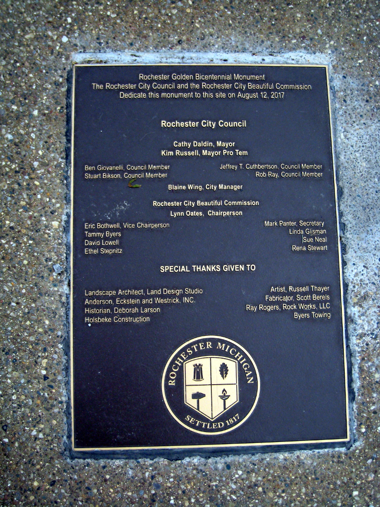 Rochester Bicentennial Sundial plaque, 2020