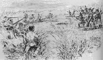 A depiction of the Battle of Burnt Corn Creek
