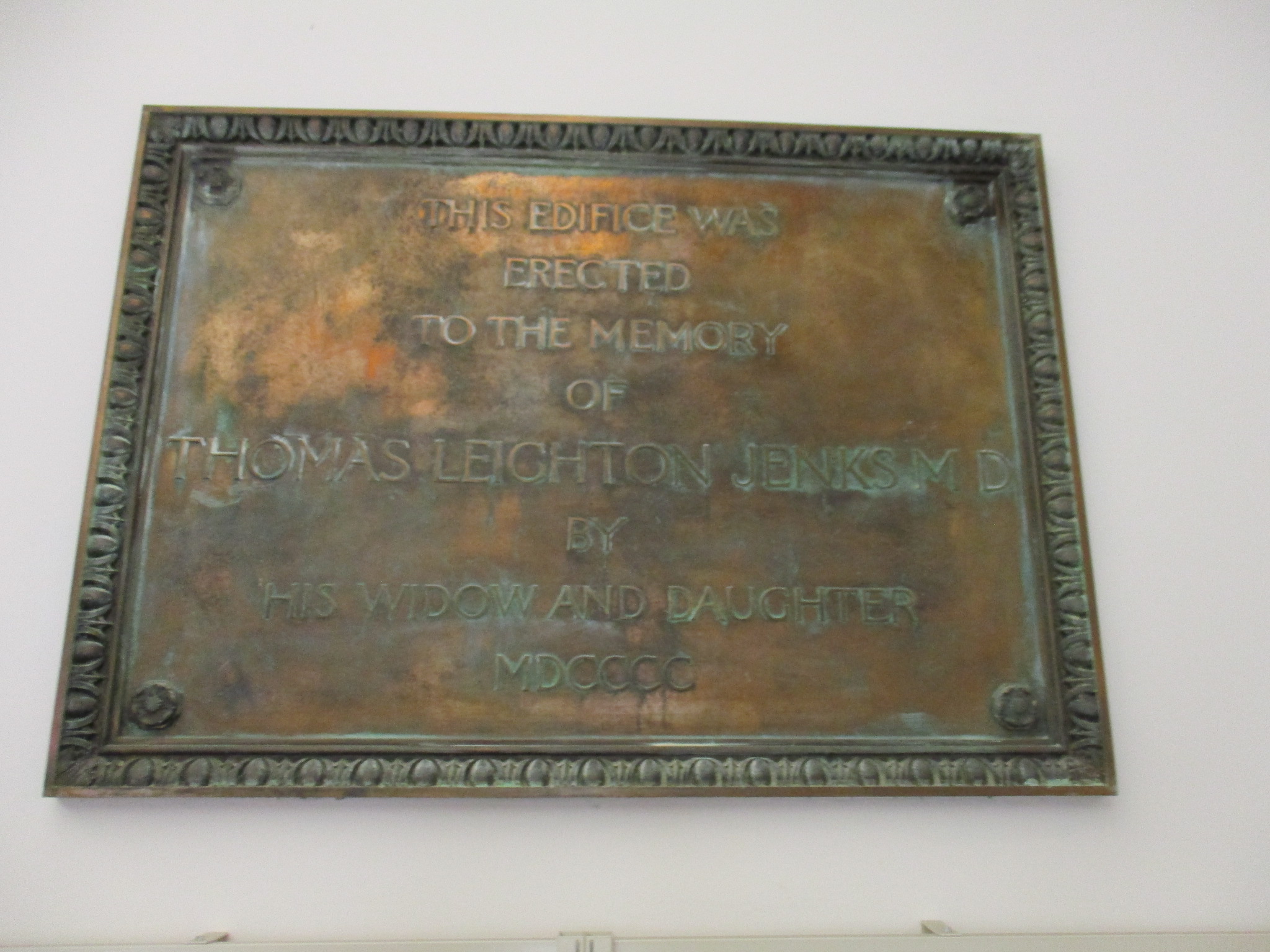 Memorial plaque in reading room