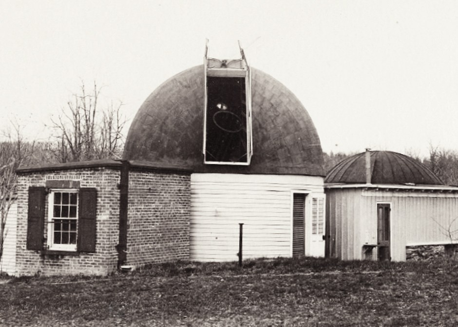 The original observatory is to the right and the second observatory in the center