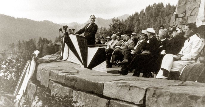 President Roosevelt Dedicating the Great Smoky Mountains National Park at the Rockefeller Monument, 1940