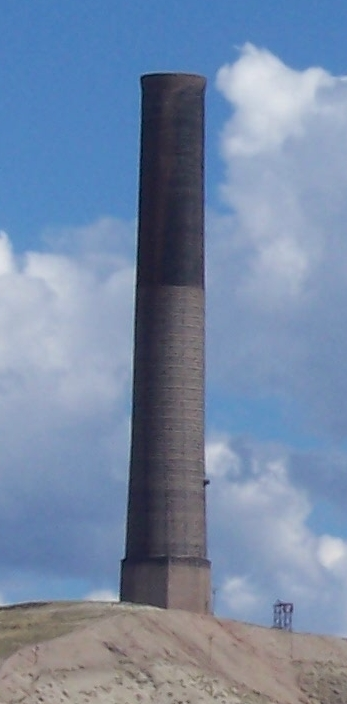 The 585-foot tall Anaconda Smoke Stack was built in 1918. It is alleged to be the tallest masonry structure in the world.