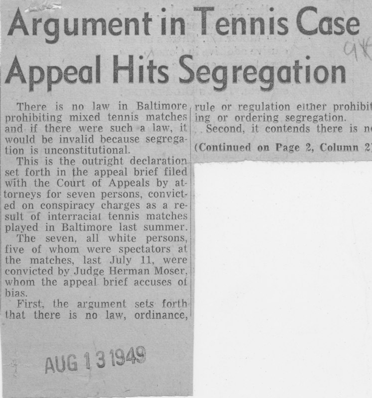 Local newspaper article regarding the interracial match