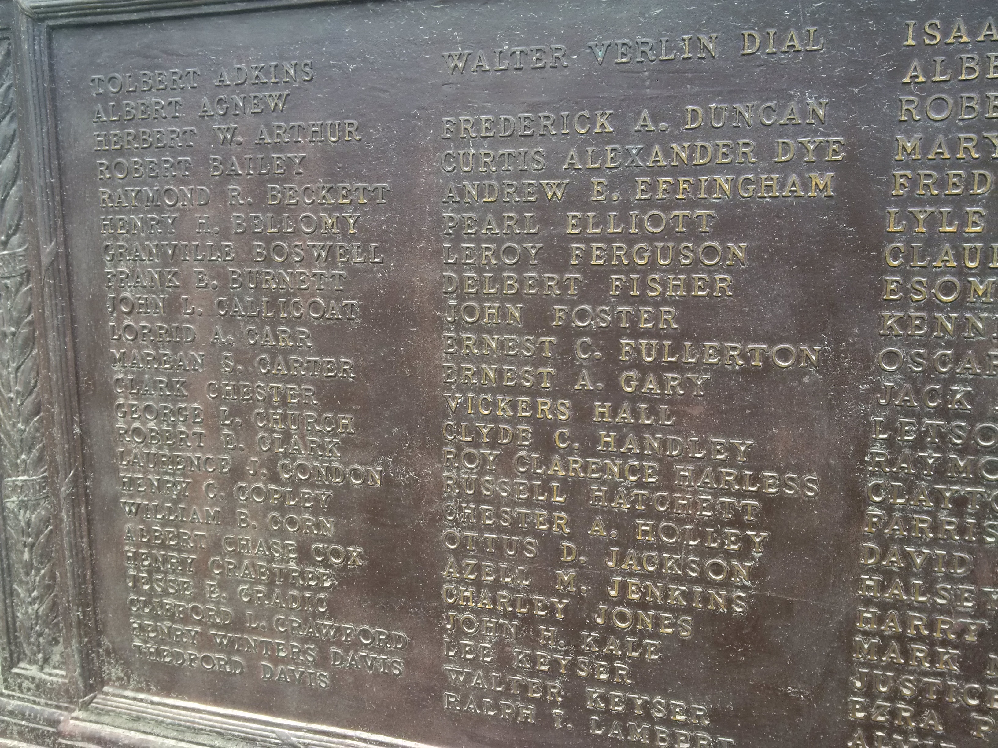 Blank line on Memorial Arch plaque