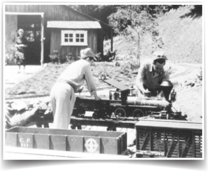 This photo shows Walt and another man working on the railroad.