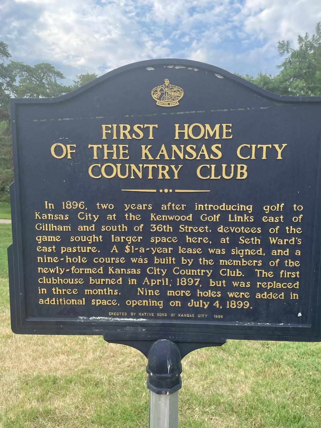 First Home of the Kansas City Country Club Historical Marker - Clio