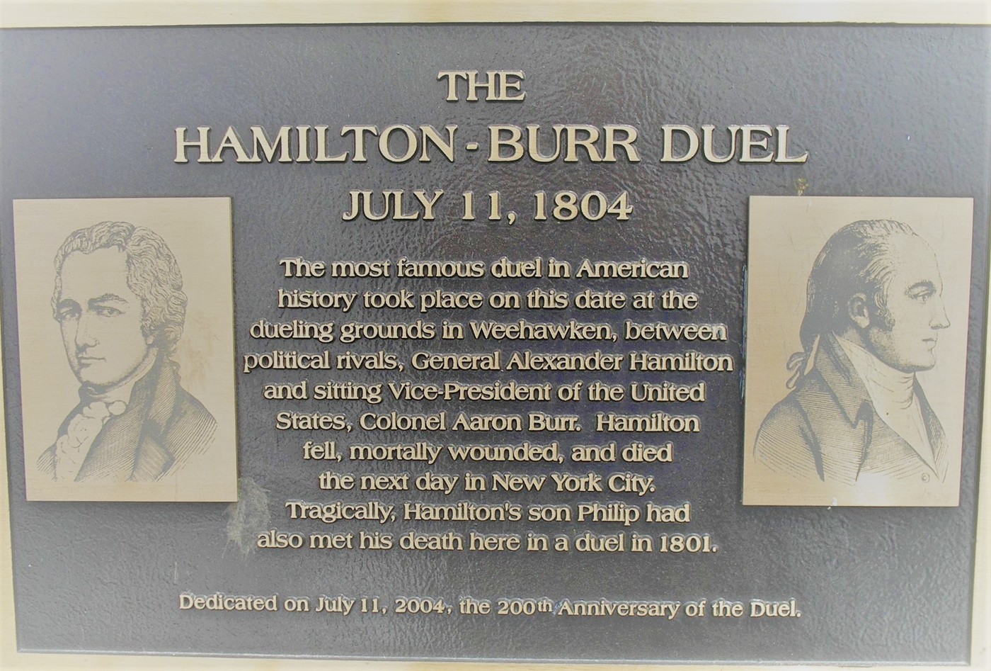 Weehawken Dueling Grounds and the Aaron Burr vs. Alexander