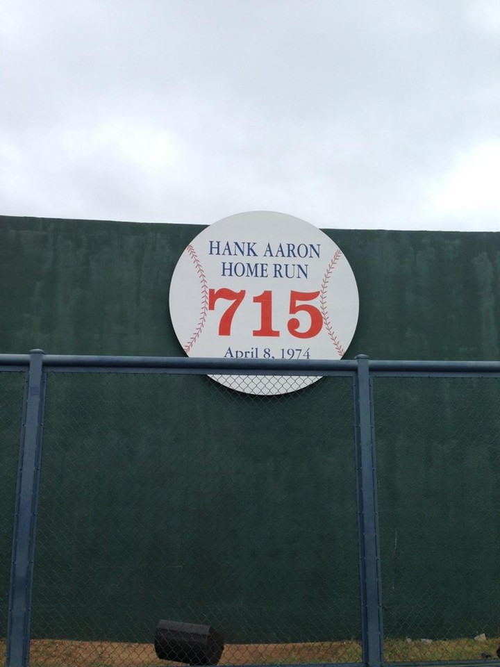 Hank Aaron after Hitting 715 HR Breaking Babe Ruth's record at Fulton  County Stadium in Atlanta GA on April 8th 1974