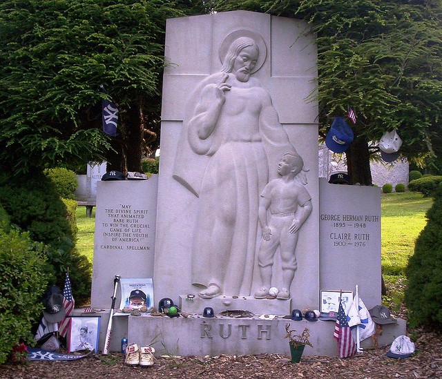 Grave of BABE RUTH & BILLY MARTIN  Yankee Stadium BRONX NY 