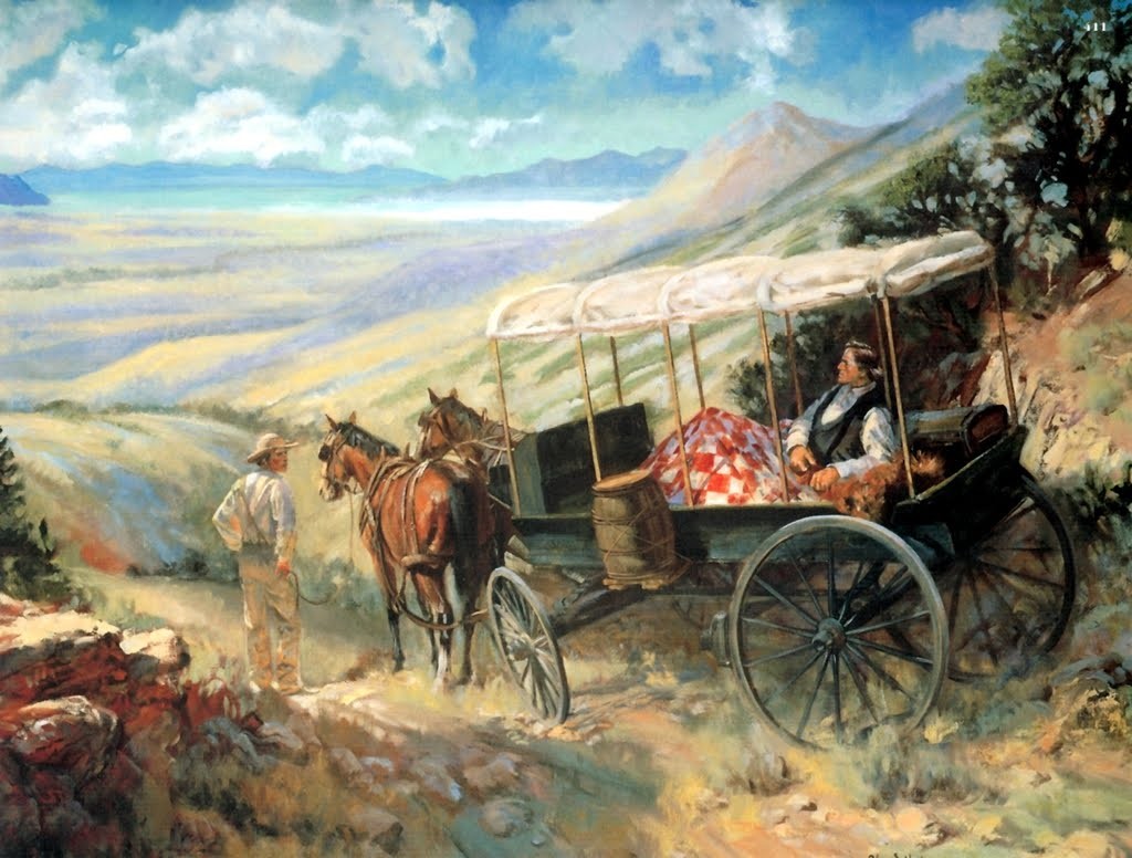 Painting depicting Brigham Young making his announcement. 