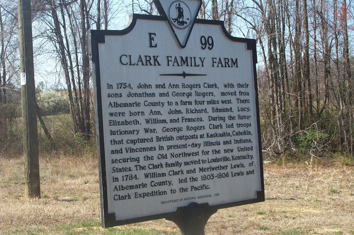 Clark Family Farm: Virginia State Marker E-99 - Clio