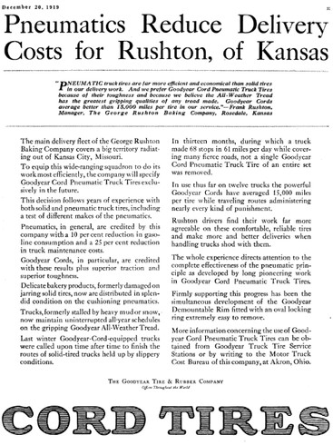 The Rushton Baking Company featured in an ad for Goodyear Tires in 1919