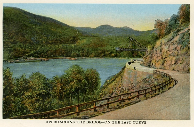 Postcard of Bear Mountain Road, looking north toward Bear Mountain Bridge.