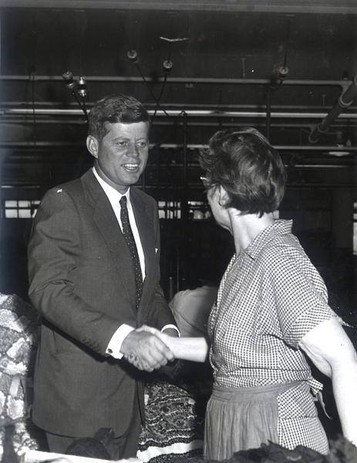 Future president John F. Kennedy visited the dress factory during his 1960 campaign 