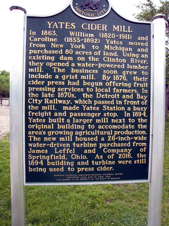 Yates Cider Mill, Michigan Historical Marker, Side 1, 2020