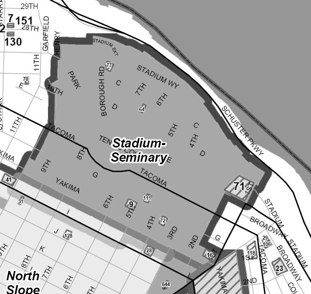 Boundaries of the Stadium-Seminary Historic District