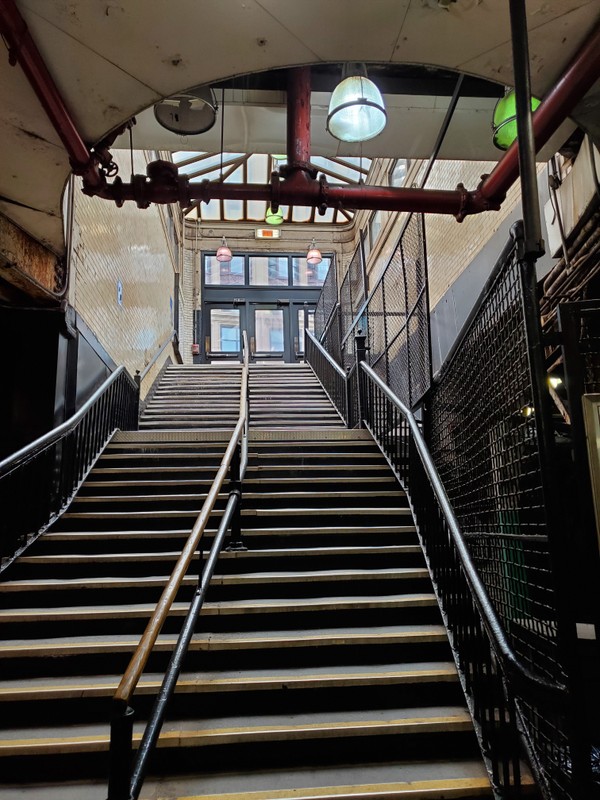 Looking up the stairs exiting the inbound station