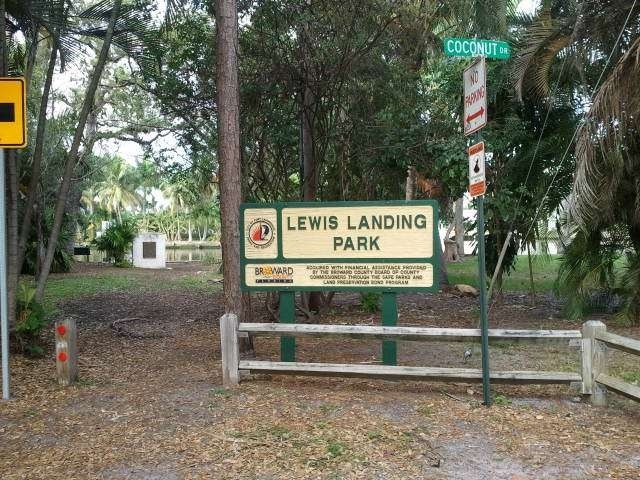 The Lewis Family historical marker, which is visible in the background, describes the family's experience living in southern Florida.