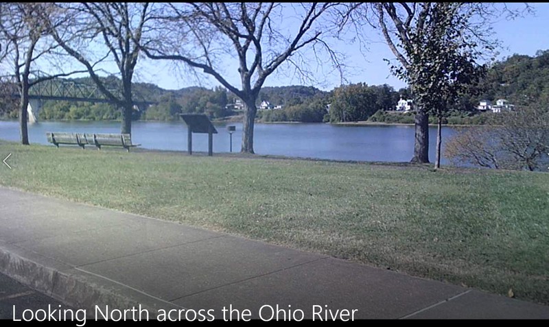 Mouth of Symmes Creek on the Ohio River, Chesapeake, Ohio (Indented river bank upriver of white houses.)