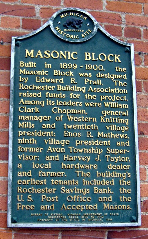 Masonic Block, Michigan Historical Marker, 2020