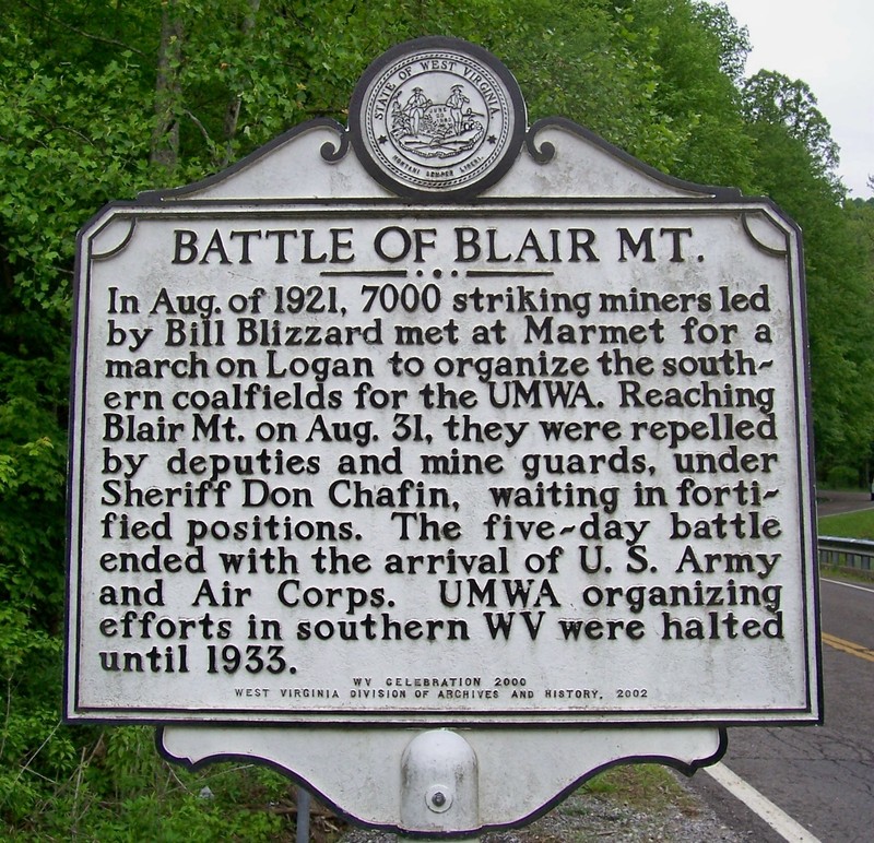 This historical marker on Blair Mountain Highway was dedicated in 2002. 