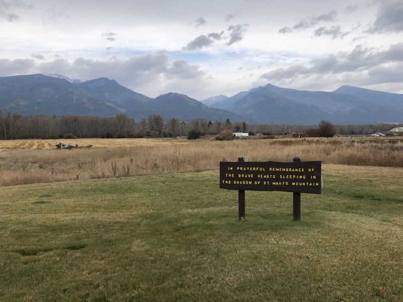 A view of the Bitterroot Mountains from the Mission grounds, October 2019