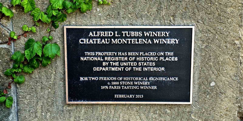 Historic plaque at Chateau Montelena Winery