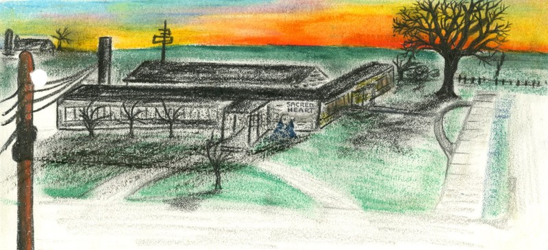 Artist's rendering of Sacred Heart School, 1960s.