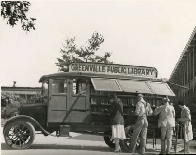 Greenville Public Library Bookmobile-Out of the eight bookmobiles employed by the library at the time of the sit-in, seven served whites only