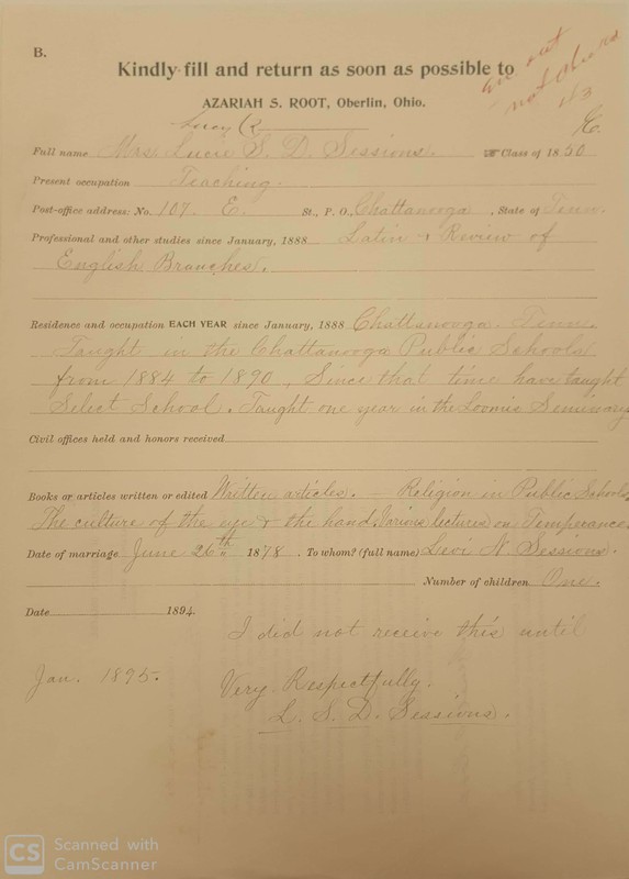 Oberlin College inquiries on the occupation of its former students 1894.