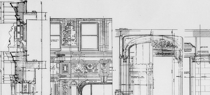 Drawing detailing the exterior architectural work