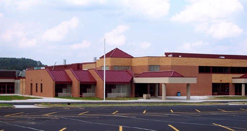 Side view of the entrance