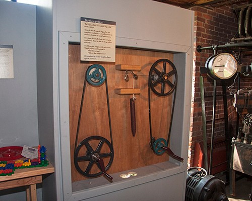 One of numerous hands-on exhibits in the Hosiery Museum.