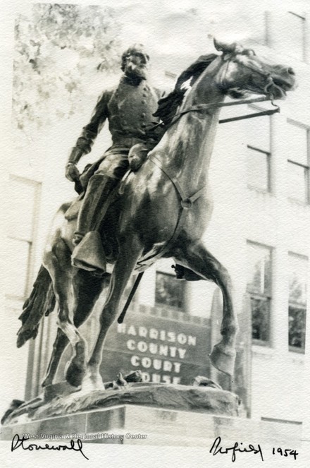 Stonewall Jackson Statue in Clarksburg, 1954.