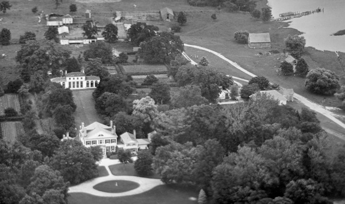 An aerial shot of the Wye Plantation taken in the 1930s.