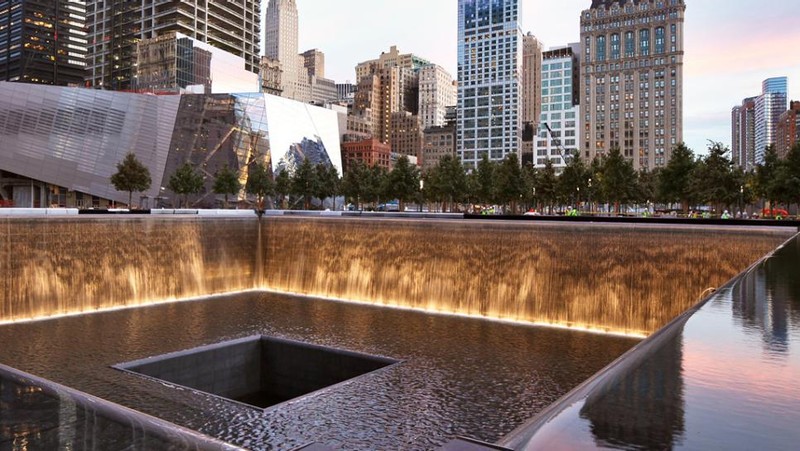 View of the Waterfall at the 9/11 Memorial