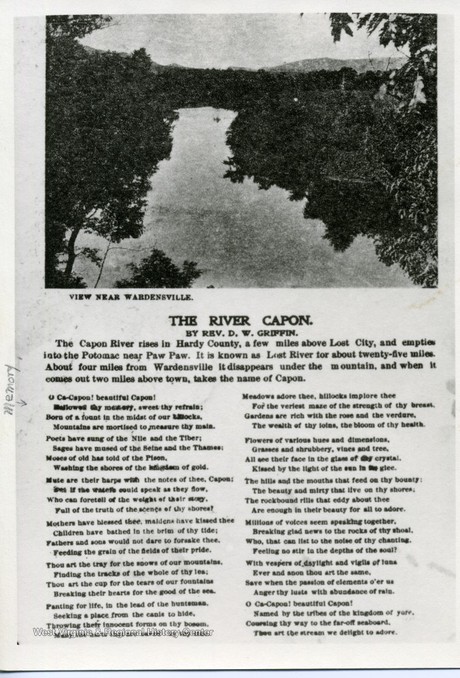 The River Capon postcard with poem by D.W. Griffin