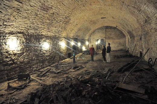 Cave, Tunnel, Water, Wood