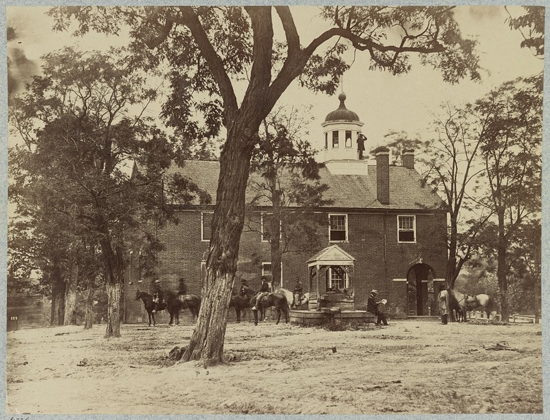 Soldiers at the Fairfax Courthouse in June 1863. Photograph by Timothy H. O'Sullivan.