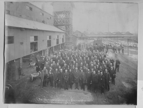 Pan-American delegates at smelting house; located in Argentine, Kansas