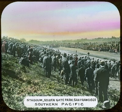 1910 Bicycle Race at the Velodrome, located at the Polo Fields at Golden Gate Park