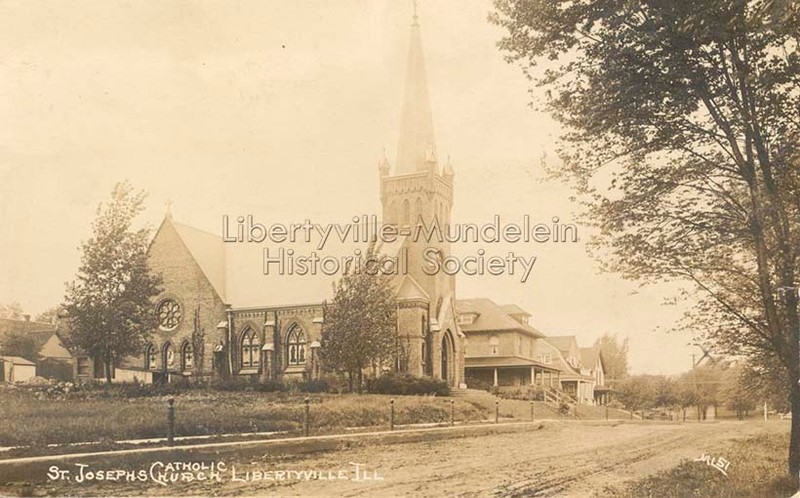 St. Joseph Church, looking west along Maple Avenue, 1915