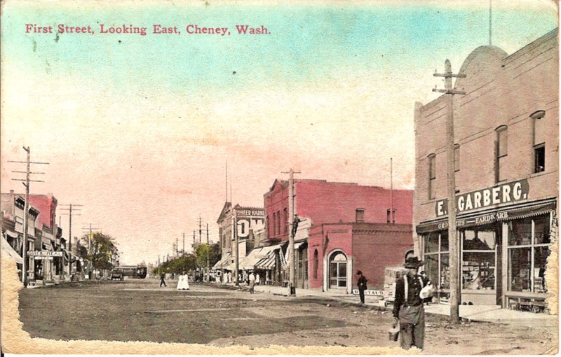 Looking east on 1st Street about 1912.