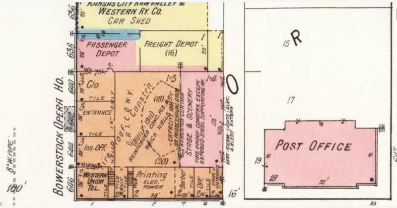 New opera house building on 1918 map, later renamed Liberty Hall again (Sanborn Map Company p. 3)